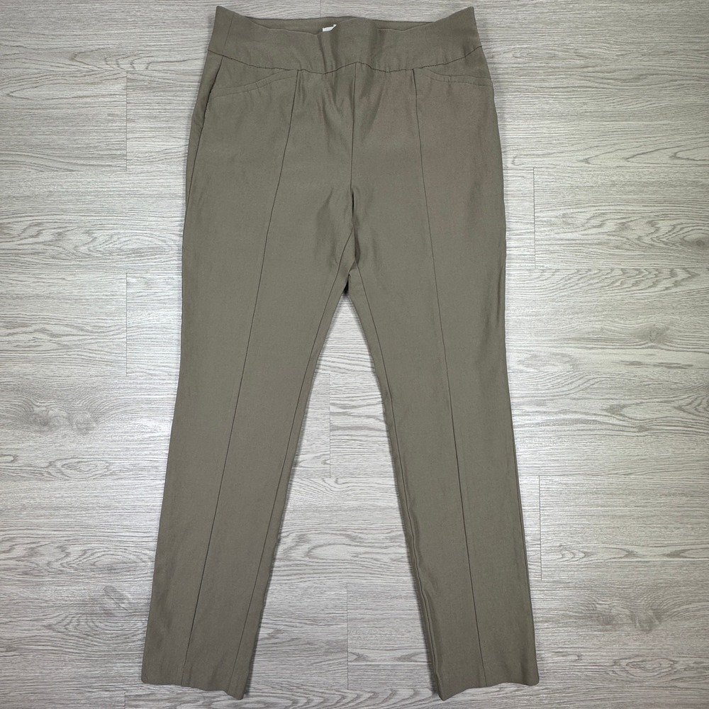 Chico's Women's Pants So Slimming Pull On Trousers Taupe Brown Size 1(8) Regular